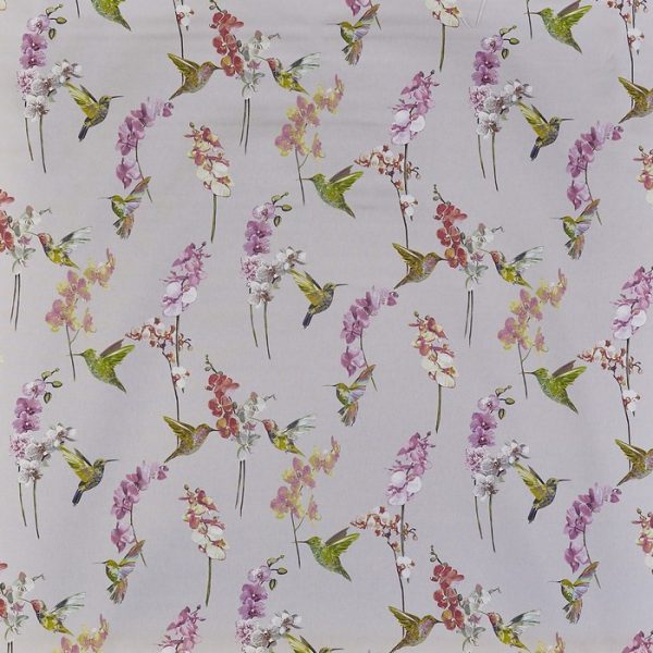 Draperii cu flori si pasari Humming bird Rise quartz