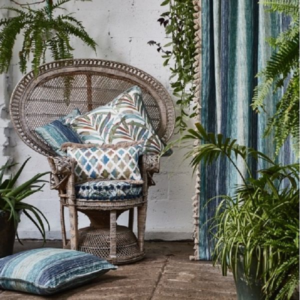 Draperii cu dungi verticale Seagrass Indigo