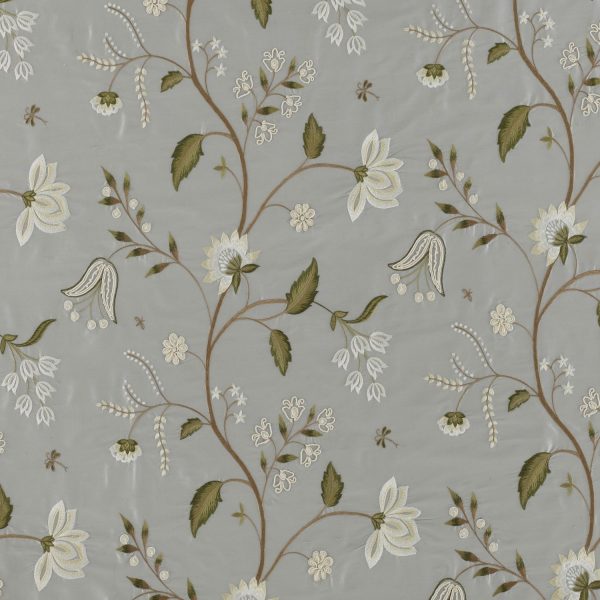 Draperii florale din matase naturala Silwood Silk French Grey