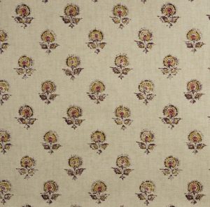 Material textil natural cu model floral de mici dimensiuni Konkani 2
