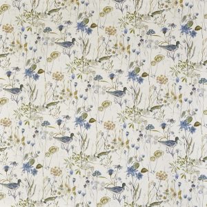 Draperii din bumbac, mprimat cu elemente florale wetlands saxon blue