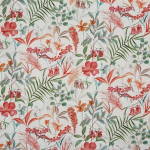 draperii din bumbac organic cu design floral honeysuckle cranberry
