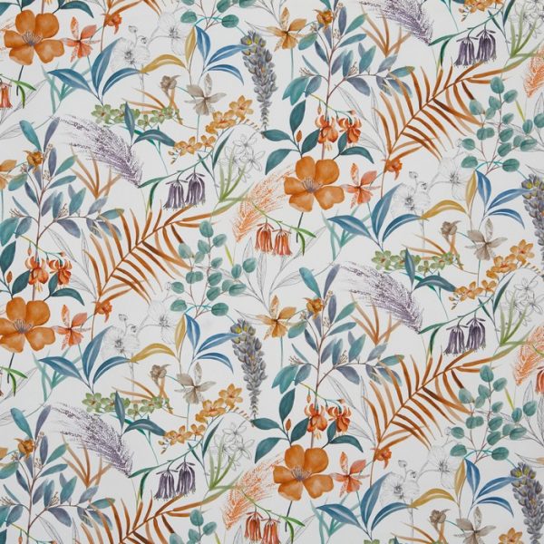 Draperii din bumbac organic cu design floral Honeysuckle Honey