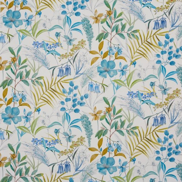 Draperii din bumbac organic cu design floral Honeysuckle Sea Grass