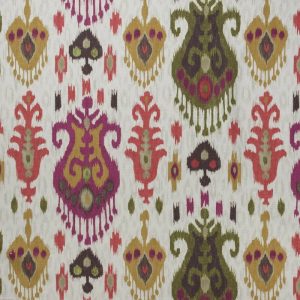 Material decorativ multicolor din bumbac, cu desen ikat, model MALACA.