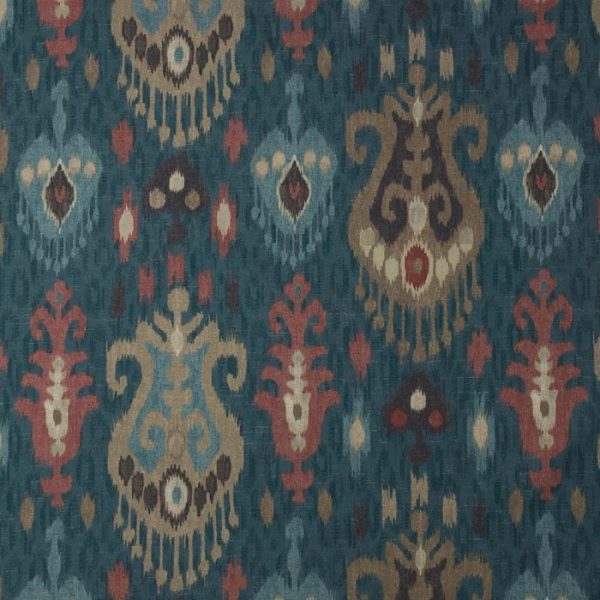 Țesătură decorativă ikat Malaka Petrol