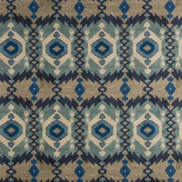 TANIR Blue — țesătură decorativă cu desen ikat