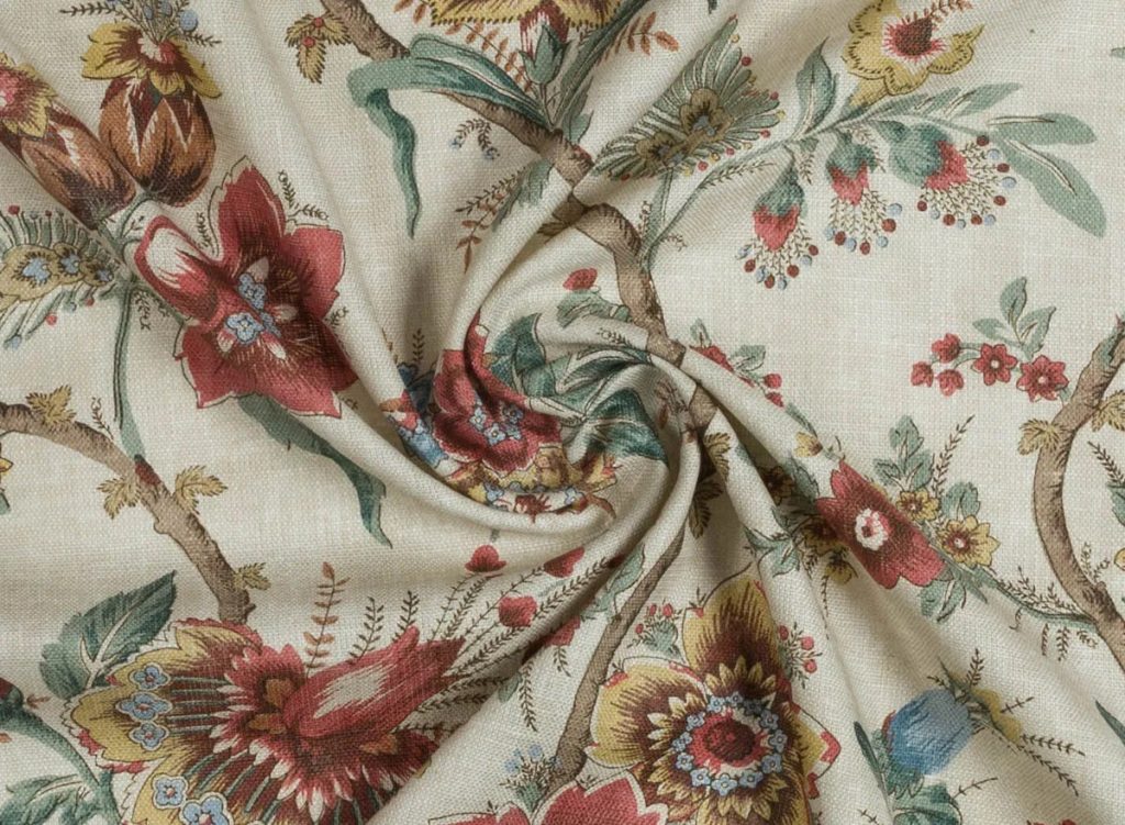 detaliu tesatura decorativa clasica Clotilde Red – textura si drapaj