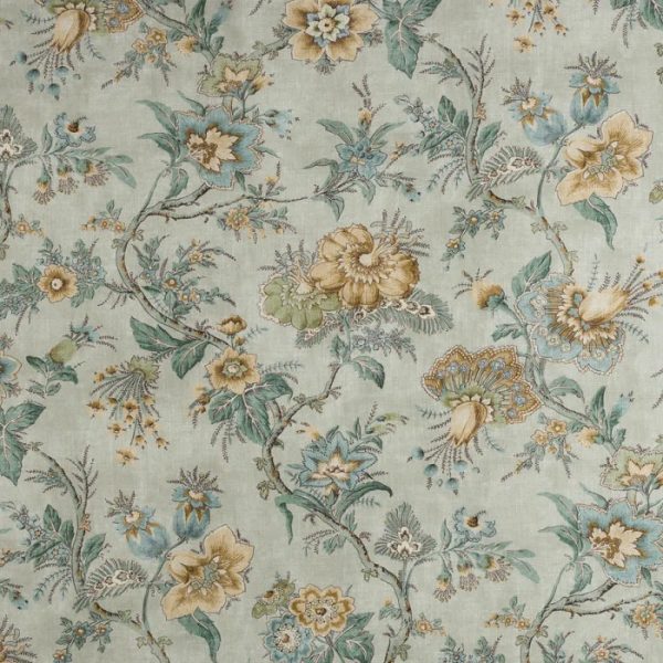Țesătură decorativă cu flori Clotilde Green
