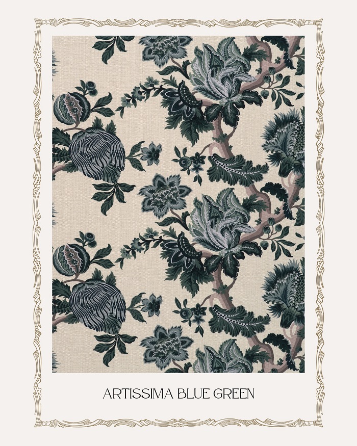 Material tapiterie cu model floral Artissima Blue Green