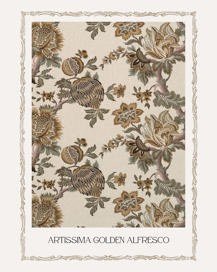 Material tapiterie cu model floral Artissima Golden Alfresco
